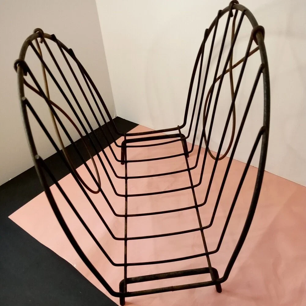 Vintage Mid‎ Century Modern or Art Deco Black Wire Metal Magazine Album Holder